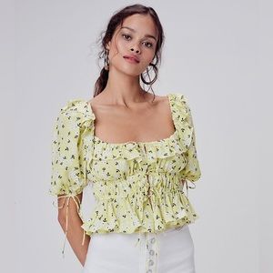 For Love and Lemons NWT Small Chrysanthemum Tie Front Top